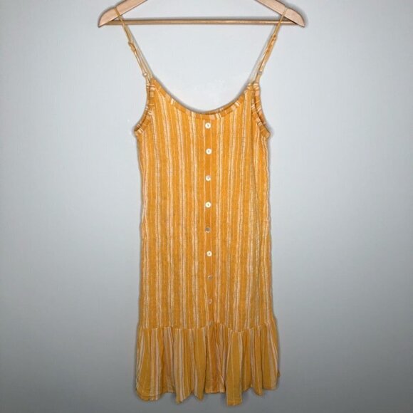 Patrons of Peace Smocked Yellow  Striped Smocked Sundress Size Medium - Picture 1 of 6